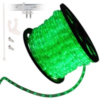 Wyzworks 1656Leds, 150Ft Led 1/2? Green Rope Light, Connectable Outdoor Permanent Waterproof Accent Exterior Lighting, Flexible Clear Pvc, Etl Certified, Holiday, Backyard Patio, Home, Decor