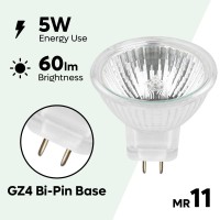 Sterl Lighting Mr11 12V 10W Halogen Bulb, 130Lm, 1.37Inch, 2700K Warm White Clear Halogen Reflector Light Bulb, Gz4 Bi-Pin Base, Fiber Optic Bulb, Landscape, Stove-Top, Range Hood, 4 Pack,