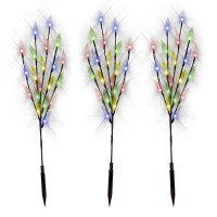 Solalite - Set Of 3 Solar Powered 60 Multi Coloured Led Branch Lights 3 Multicoloured