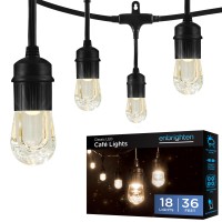 Enbrighten Classic Warm White String Lights 36Ft Black Cord 18 Shatterproof Acrylic Bulbs Weatherproof Outdoor String Lights