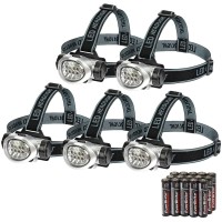 Everbrite 5-Pack Led Headlamp, 4 Lighting Modes, Pivoting Head With Adjustable Headband, Perfect For Running, Camping And Hiking, Batteries Included