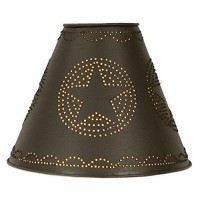 4 X 10 X 8 Punched Tin Star Lamp Shade In Rustic Brown