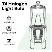 G9 Bulb, T4 Bulbs, G9 Halogen Light Bulbs, 60W, 120V, 1.69In, 850Lm, 2700K Warm White, Clear, G9 Bi-Pin Base For Track Lighting, Replacement For Chandelier, Under Kitchen Cabinets, 10 Pack