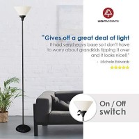 Black Floor Lamp With Opal White Cone Shade - Standing Lamps, Torch Floor Lamps For Living Room, Bedroom - Torchiere, Pole, Super Bright, Floor Lamp For Classroom, Corner Lamp (Black Finish)