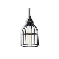 Rustic State Cylinder Metal Wire Hanging Pendant Light Cage, Lamp Shade, Bulb Cover Guard, Ceiling Fan Globe Replacement, Lighting Fixture - Industrial Vintage Diy Project - Set Of 2 - Black