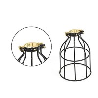 Rustic State Cylinder Metal Wire Hanging Pendant Light Cage, Lamp Shade, Bulb Cover Guard, Ceiling Fan Globe Replacement, Lighting Fixture - Industrial Vintage Diy Project - Set Of 2 - Black