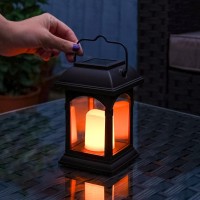 Outdoor Garden Candle Lantern - Solar Powered - Flickering Effect - Amber Led - 5.9