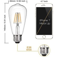 Edison Light Bulb - E26 Light Bulb, 4W Equivalent Edison Bulbs 40 Watt, St64 Led Edison Bulb, Clear Led Vintage Light Bulbs Amber Warm 2200K, Dimmable Led Light Bulbs For Light Fixutres Decorative