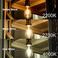 Edison Light Bulb - E26 Light Bulb, 4W Equivalent Edison Bulbs 40 Watt, St64 Led Edison Bulb, Clear Led Vintage Light Bulbs Amber Warm 2200K, Dimmable Led Light Bulbs For Light Fixutres Decorative