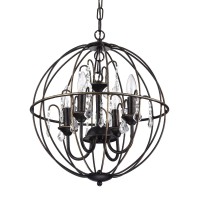 Edvivi Modern Farmhouse Sphere Cage Globe Crystal Chandelier, 4 Lights Pendant, Glam Lighting, Antique Bronze Finish, Indoor Ceiling Light, Office, Foyer, Living Room, Bedroom