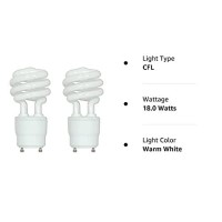 (2-Pack) Satco S8205 18-Watt 2700K Gu24 Base Mini Spiral Compact Fluorescent Lamp,Warm White, 75W Equal