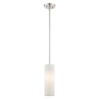 Livex 5213091 Contemporary Modern One Light Mini Pendant From Meridian Collection In Pwt Nckl Bs Slvr Finish Brushed Nick