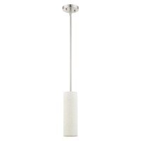 Livex 5213091 Contemporary Modern One Light Mini Pendant From Meridian Collection In Pwt Nckl Bs Slvr Finish Brushed Nick