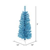 Vickerman 3' Sky Blue Pencil Artificial Christmas Tree, Blue Dura-Lit Incandescent Lights - Faux Pencil Christmas Tree - Seasonal Indoor Home Decor