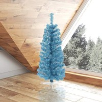 Vickerman 3' Sky Blue Pencil Artificial Christmas Tree, Blue Dura-Lit Incandescent Lights - Faux Pencil Christmas Tree - Seasonal Indoor Home Decor