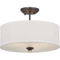 Minka Lavery Semi Flush Mount Ceiling Light 3286-589 Shadowglen Lighting Fixture, 3-Light 300 Watts, Lathan Bronze