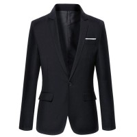 Mens Slim Fit Casual One Button Blazer Jacket M 302Black