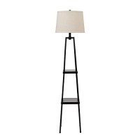 Catalina Lighting 19305-000 Modern Metal Etagere Floor Lamp With Shelves And Linen Shade, 58