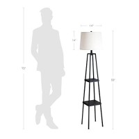 Catalina Lighting 19305-000 Modern Metal Etagere Floor Lamp With Shelves And Linen Shade, 58