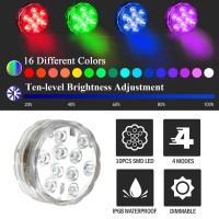 LED Vase Lights At a glance The immersible led lights have IP68 waterproof rating color changing led tea lights10 mini RgB LEDs inside The in pool lighting products have IR remote control and available in 13 colors and Features 13 color selections flash s