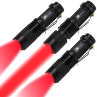 Ar Happy Online 3 Pack Red Light Flashlight, 3 Modes Mini Red Led Flashlight, Zoomable Red Flashlight Torch With Clip For Night Vision, Astronomy, Aviation, Night Observation