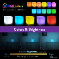 Mrgo 4Inch Dimmable Led Night Light Mood Lamp For Kids And Adults 16 Rgb Colors 8 Level Dimming 4 Lighting Effect Rech