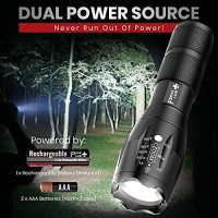 Peakplus Rechargeable Tactical Flashlight Lfx1000 (Rechargeable Battery And Charger Included) - High Lumens Led, Super Bright, Zoomable, 5 Modes, Water Resistant - Best Camping, Emergency Flashlights