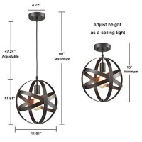 Truelite Industrial Metal Spherical Pendant Displays Changeable Hanging Lighting Fixture