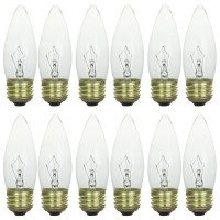 Sunlite Incandescent 25 Watt Torpedo Tip Chandelier 194 Lumens Clear Bulb 12 Pack