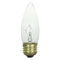 Sunlite 25 Watt Torpedo Tip Chandelier , Medium Base, Clear 25-Pack