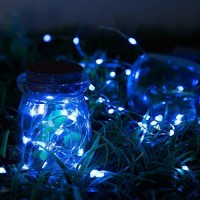 Dolucky 72Ft 200 Led Blue Solar Outdoor String Lights, 8 Modes Solar Powered Waterproof Fairy Lights, Solar Copper Wire Lights For Garden Yard Christmas Decoration