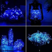 Dolucky 72Ft 200 Led Blue Solar Outdoor String Lights, 8 Modes Solar Powered Waterproof Fairy Lights, Solar Copper Wire Lights For Garden Yard Christmas Decoration