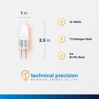 10W 12V Bulb Replacement For Dacor 86364 Light Bulb By Technical Precision - T3 Halogen Bulb With G4 Bi-Pin Base - Compatible For Range, Stove, Oven Application - 1 Pack