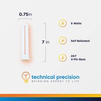 Technical Precision 9 Watt Self Ballasted U Shaped 4 Pin Compact Fluorescent Light Bulb Replacement For Kandolite 96500 Light Bu