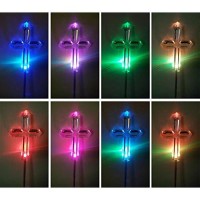 Set Of 2 Clear Acrylic Cross Solar Yard Stick Color Change Led Light