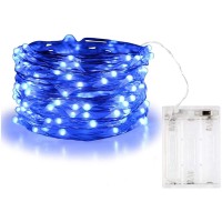 Bolweo Blue Fairy Lights Diwali Halloween Lights Outdoor 10Ft 30 Led Waterproof Silver Copper Wire Battery Operated String Lights For Home Living Room Bedroom Decor Indoor