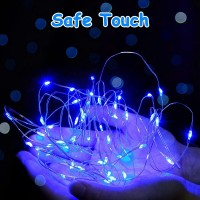 Bolweo Blue Fairy Lights Diwali Halloween Lights Outdoor 10Ft 30 Led Waterproof Silver Copper Wire Battery Operated String Lights For Home Living Room Bedroom Decor Indoor