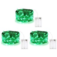 Bolweo Green Battery Operated String Lights St Patricks Day Decoration Waterproof 10Ft Silver Copper Wire 30 Led Diwali Hallo