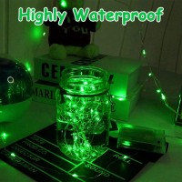 Bolweo Green Battery Operated String Lights St Patricks Day Decoration Waterproof 10Ft Silver Copper Wire 30 Led Diwali Hallo