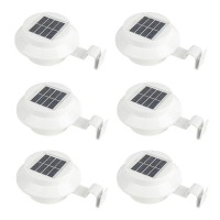 Isunmoon 6 Pack Gutter Solar Lights Outdoor Led Gutter Lights Solar Powered For Fence Roof Gutter Garden Yard Wall Lamp