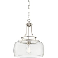 Franklin Iron Works Pendant Light Fixture Charleston Brushed Nickel Clear Glass Farmhouse Pendant Light For Kitchen Islands