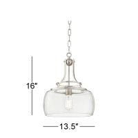 Franklin Iron Works Pendant Light Fixture Charleston Brushed Nickel Clear Glass Farmhouse Pendant Light For Kitchen Islands