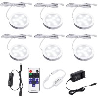 Aiboo Led Under Cabinet Lighting Dimmable With Rf Remote Control 6 Led Puck Lights Total Of 12W For Kitchen Count Closet Ward