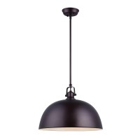 Canarm Ipl222B01Orb16 Ltd Polo 1 Light Rod Pendant, Oil Rubbed Bronze With Painted White Interior