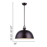 Canarm Ipl222B01Orb16 Ltd Polo 1 Light Rod Pendant, Oil Rubbed Bronze With Painted White Interior