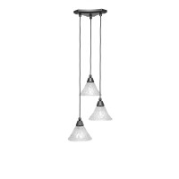 Europa 3 Light Cluster Pendalier Shown In Matte Black Finish With 7 Italian Bubble Glass