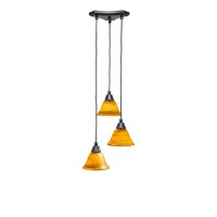 Europa 3 Light Cluster Pendalier Shown In Matte Black Finish With 7 Firre Saturn Glass