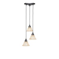 Europa 3 Light Cluster Pendalier Shown In Matte Black Finish With 7 Italian Marble Glass