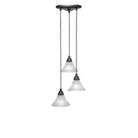 Europa 3 Light Cluster Pendalier Shown In Matte Black Finish With 7 Frosted Crystal Glass