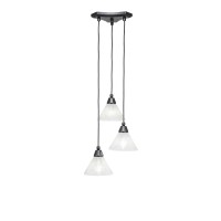 Europa 3 Light Cluster Pendalier Shown In Matte Black Finish With 7 Gold Ice Glass